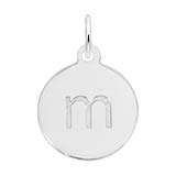 Rembrandt Initial Disc Charm m in 14k White Gold.