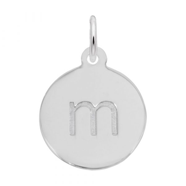 Rembrandt Initial Disc Charm m in 14k White Gold.
