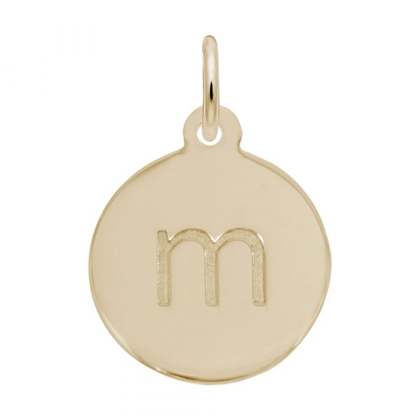 Rembrandt Initial Disc Charm m in 14k Gold.