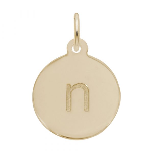 Rembrandt Initial Disc Charm n in 10k Gold.
