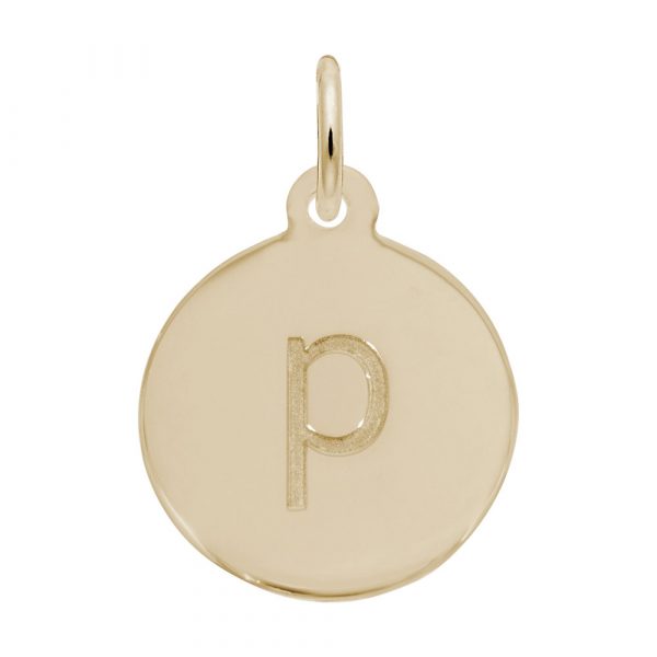 Rembrandt Initial Disc Charm p in 14k Gold.