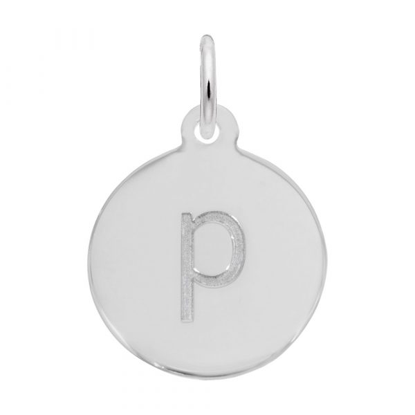 Rembrandt Initial Disc Charm p in 14k White Gold.