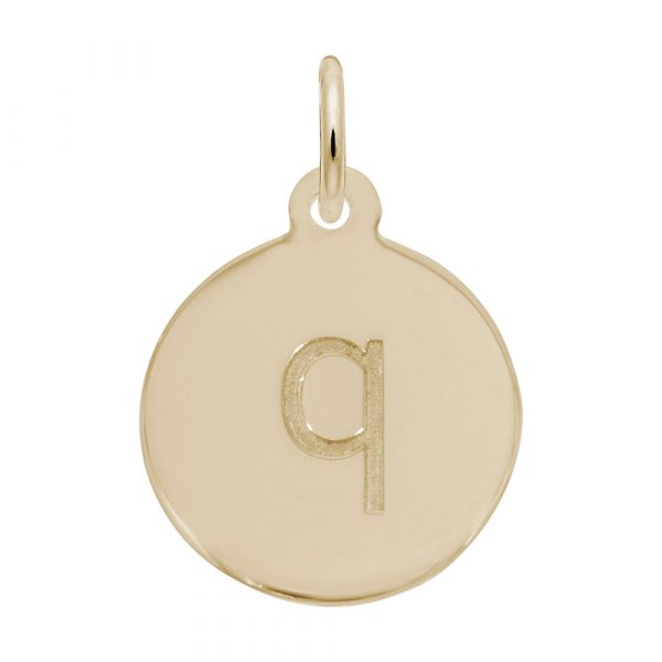 Rembrandt Initial Disc Charm q in 10k Gold.