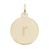 Rembrandt Initial Disc Charm r in 14K Gold.