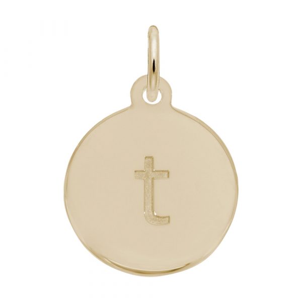 Rembrandt Initial Disc Charm t in 14k Gold.
