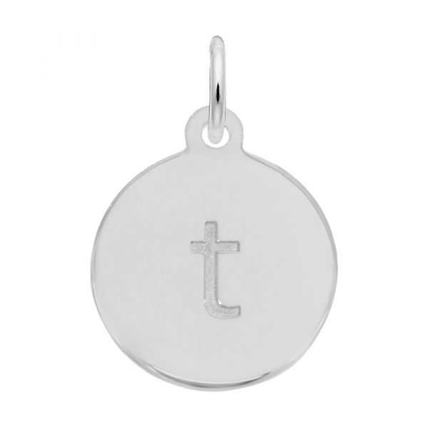 Rembrandt Initial Disc Charm t in Sterling Silver.