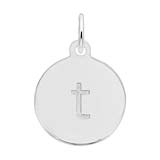 Rembrandt Initial Disc Charm t in 14k White Gold.