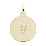 Rembrandt Initial Disc Charm v in 10k Gold.