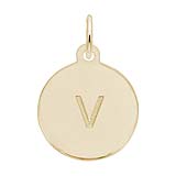 Rembrandt Initial Disc Charm v in Gold Plate.