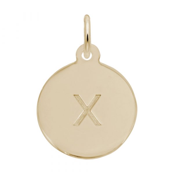 Rembrandt Initial Disc Charm x in 14k Gold.