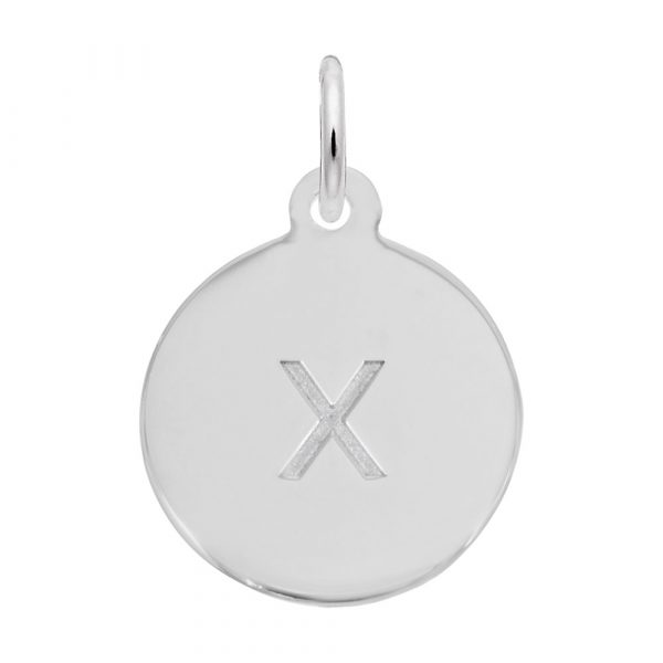 Rembrandt Initial Disc Charm x in 14k White Gild.