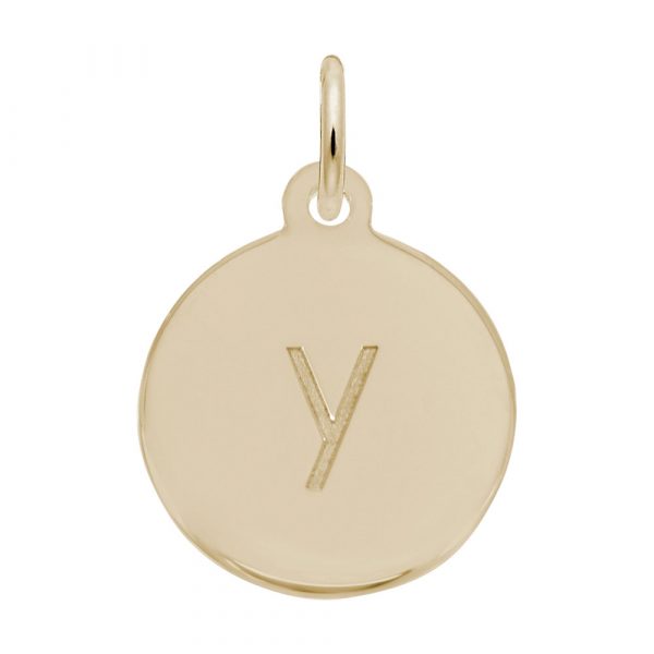 Rembrandt Initial Disc Charm y in 10k Gold.