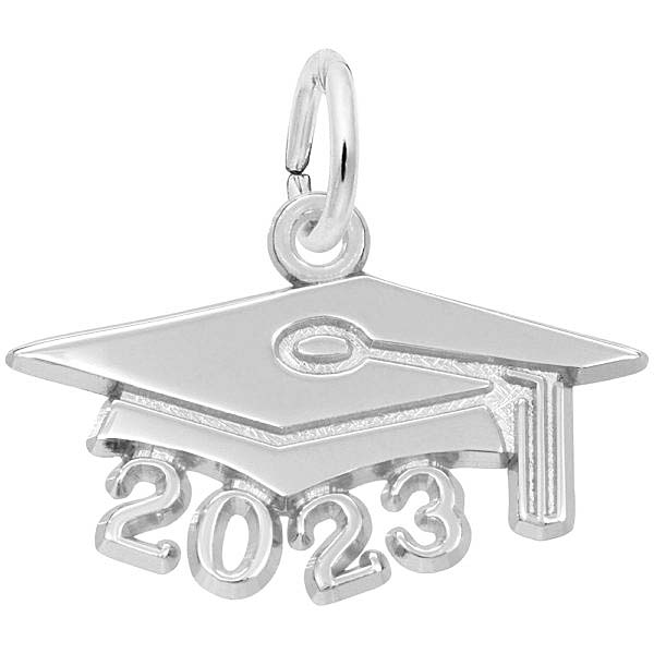 Rembrandt 2023 Grad Cap Large Charm, Sterling Silver Rembrandt 2023 Grad Cap Large Charm, Sterling Silver