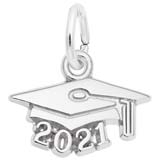 Rembrandt 2021 Graduation Cap Accent Charm, 14K White Gold
