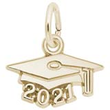 Rembrandt 2021 Graduation Cap Accent Charm, 14K Yellow Gold