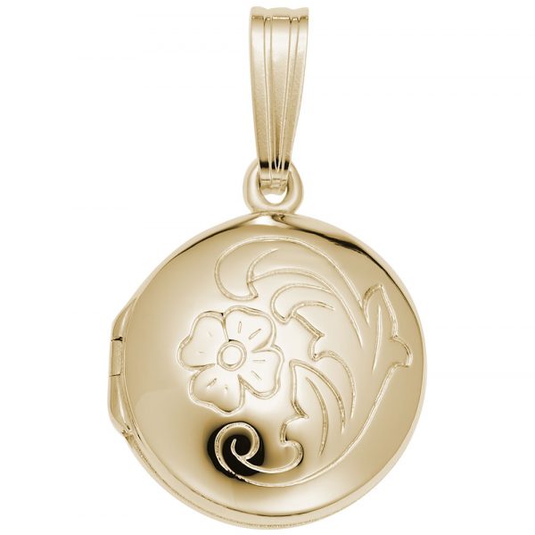 14K Gold Flower Circle Locket Pendant by Rembrandt Charms
