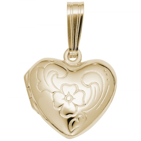 14K Gold Flower Heart Locket Pendant by Rembrandt Charms 14K Gold Flower Heart Locket Pendant by Rembrandt Charms