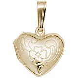 10K Gold Flower Heart Locket Pendant by Rembrandt Charms