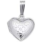 14K White Gold Flower Heart Locket Pendant by Rembrandt Charms