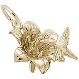 Gold Plate Hibiscus and Hummingbird Charm by Rembrandt Charms