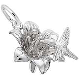 14K White Gold Hibiscus and Hummingbird Charm by Rembrandt Charms