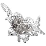 Sterling Silver Hibiscus and Hummingbird Charm by Rembrandt Charms