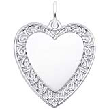 14K White Gold Scrolled Classic Heart Charm by Rembrandt Charms