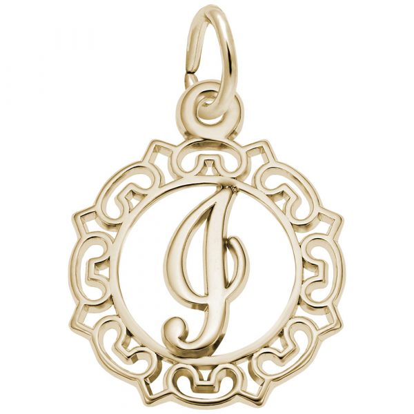14K Gold Ornate Script Initial I Charm by Rembrandt Charms 14K Gold Ornate Script Initial I Charm by Rembrandt Charms