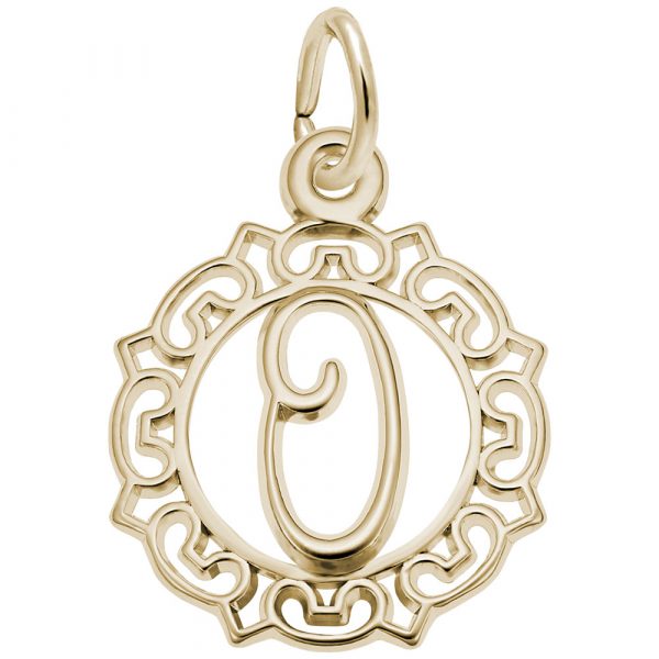 14K Gold Ornate Script Initial O Charm by Rembrandt Charms 14K Gold Ornate Script Initial O Charm by Rembrandt Charms