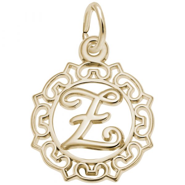 14K Gold Ornate Script Initial Z Charm by Rembrandt Charms