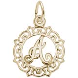 10K Gold Ornate Script Initial A Charm by Rembrandt Charms