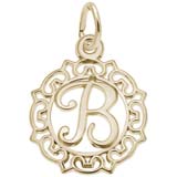 10K Gold Ornate Script Initial B Charm by Rembrandt Charms
