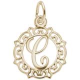 10K Gold Ornate Script Initial C Charm by Rembrandt Charms