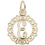 10K Gold Ornate Script Initial E Charm by Rembrandt Charms