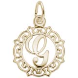 10K Gold Ornate Script Initial G Charm by Rembrandt Charms