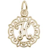 10K Gold Ornate Script Initial H Charm by Rembrandt Charms