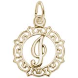 10K Gold Ornate Script Initial I Charm by Rembrandt Charms
