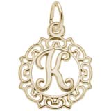 10K Gold Ornate Script Initial K Charm by Rembrandt Charms