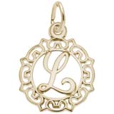 10K Gold Ornate Script Initial L Charm by Rembrandt Charms