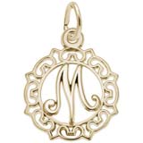 14K Gold Ornate Script Initial M Charm by Rembrandt Charms