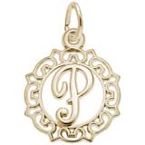 14K Gold Ornate Script Initial P Charm by Rembrandt Charms