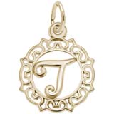 10K Gold Ornate Script Initial T Charm by Rembrandt Charms