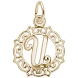 10K Gold Ornate Script Initial U Charm by Rembrandt Charms