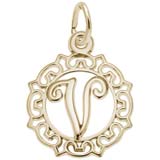 10K Gold Ornate Script Initial V Charm by Rembrandt Charms