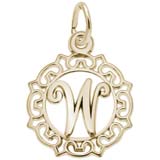 10K Gold Ornate Script Initial W Charm by Rembrandt Charms