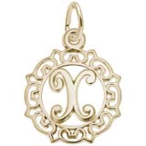 10K Gold Ornate Script Initial X Charm by Rembrandt Charms