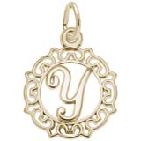 14K Gold Ornate Script Initial Y Charm by Rembrandt Charms