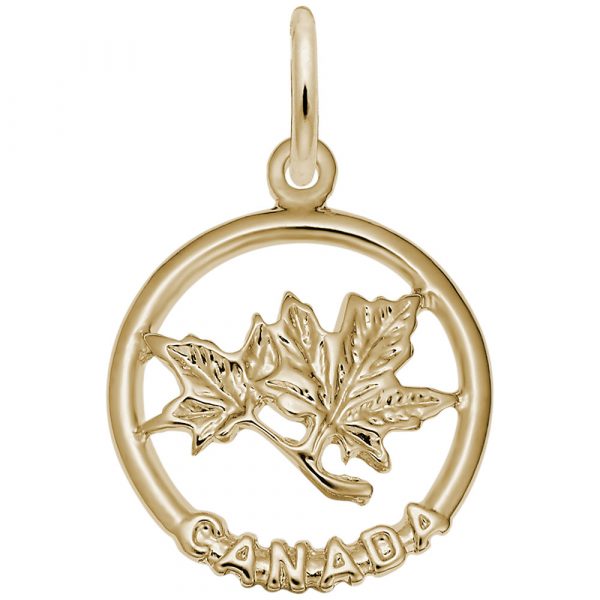 Rembrandt Canada Maple Leaf Disc Charm, 14K Yellow Gold Rembrandt Canada Maple Leaf Disc Charm, 14K Yellow Gold