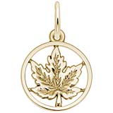 10K Gold Maple Leaf Ring Charm