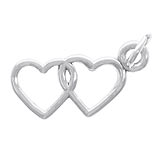 Rembrandt Two Hearts Entwined Charm, 14k White Gold